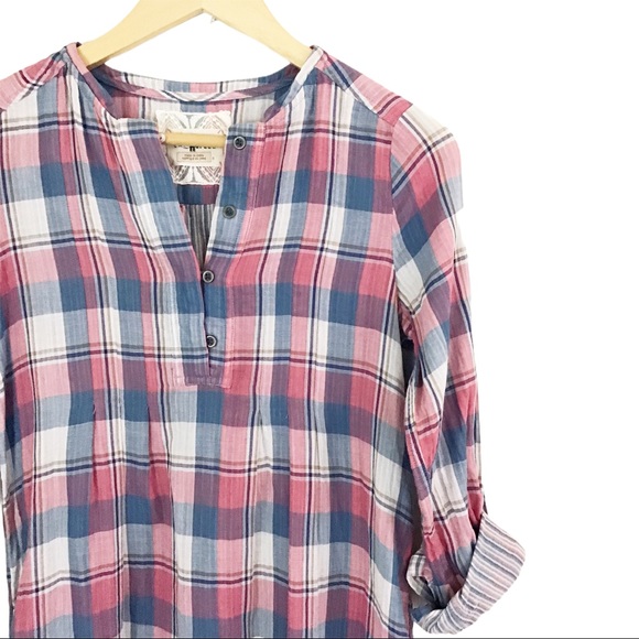 Anthropologie Holding Horses Pink Plaid POP Over - Picture 3 of 7